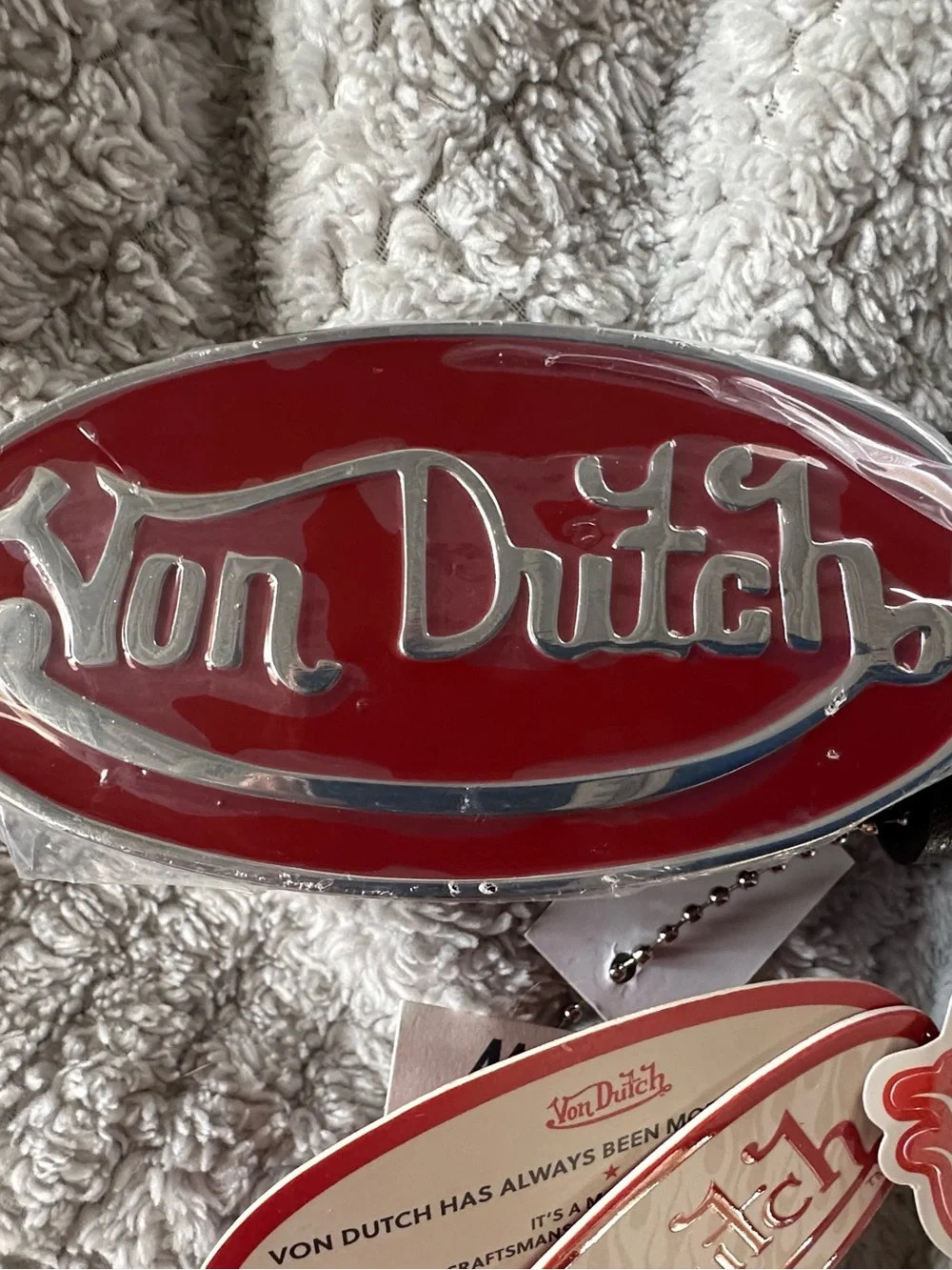 Von Dutch Red Logo Buckle Belt Black Size M BNWT